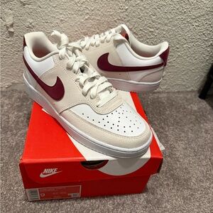 Nike women’s White and Burgundy Sneakers